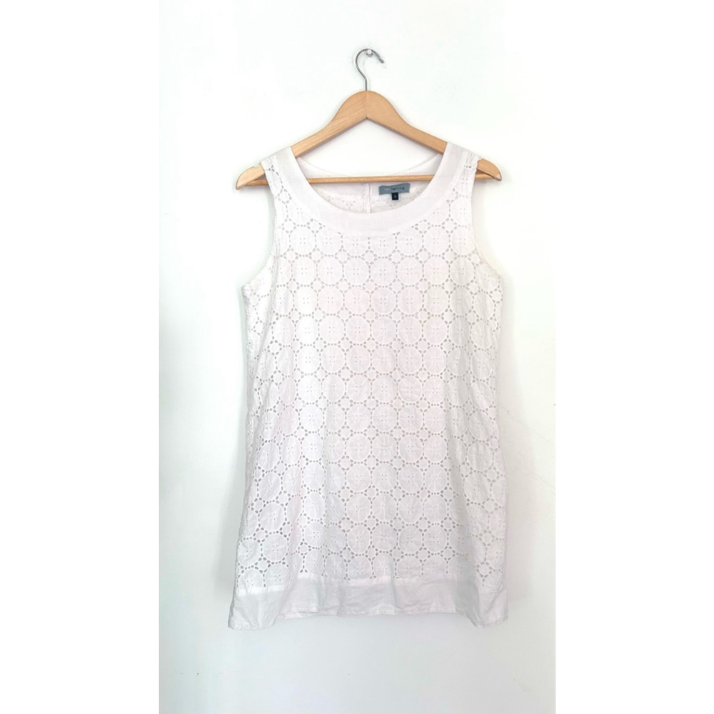 Women's Red Herring Dress tunic euro 42 medium White Sleeveless lace embroidere